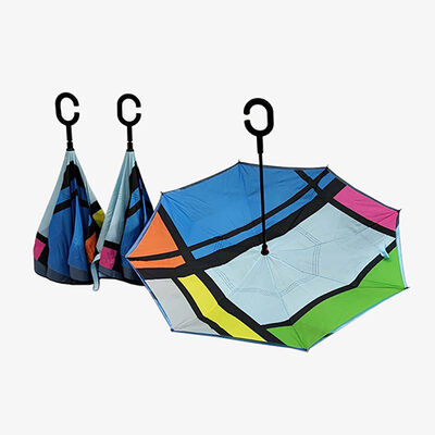 Inverted Reverse Umbrella 48 Inch 190T Polyester Inverted Umbrella Windproof