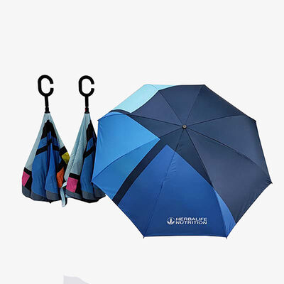 Inverted Reverse Umbrella 48 Inch 190T Polyester Inverted Umbrella Windproof