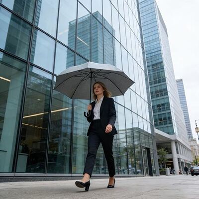 Professional Women Business Umbrella 105cm Diameter Straight Handle Umbrella Waterproof