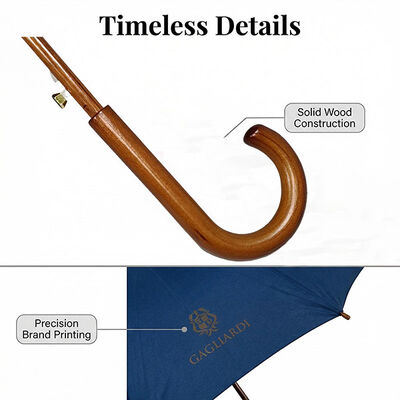 Premium 46 inch Canopy Gentleman Umbrella with Fiberglass Ribs and UV30+ Protection