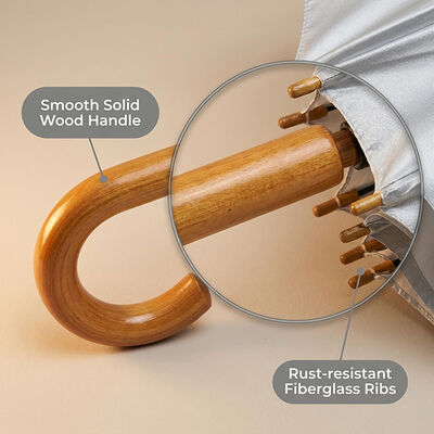 Custom Branded 46" Automatic Wooden Handle Event Umbrella (UV40+ Protection)