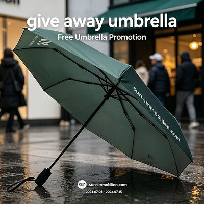 Custom Give Away Umbrella with Automatic Open & Close, 45-inch Large Canopy and Compact Portable Design for Promotional Gifts