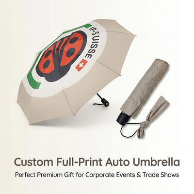 Custom Full-Printed Auto Open/Close Folding Umbrella with Wind Resistance Up to 40 mph and 3-Year Warranty