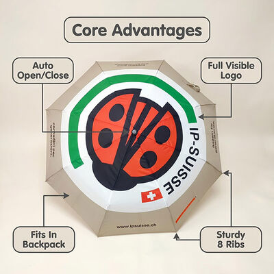 Custom Full-Printed Auto Open/Close Folding Umbrella with Wind Resistance Up to 40 mph and 3-Year Warranty