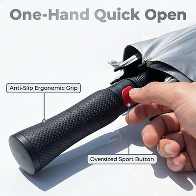 68-Inch Double Canopy Windproof Golf Umbrella with UV50+ Titanium Silver Fabric and 100 km/h Wind Resistance