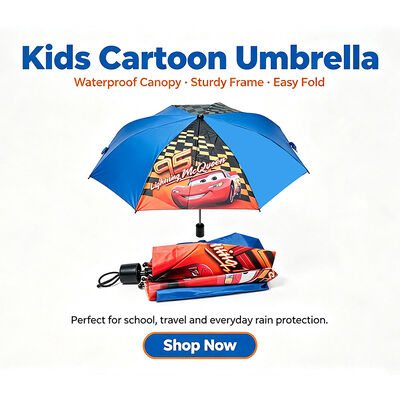 Waterproof Kids 2 Fold Cartoon Umbrella