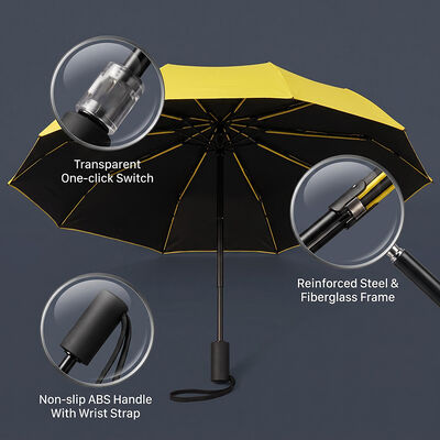 Compact UV40+ Travel Umbrella with 42-inch Arc and 8-Rib Lightweight Construction