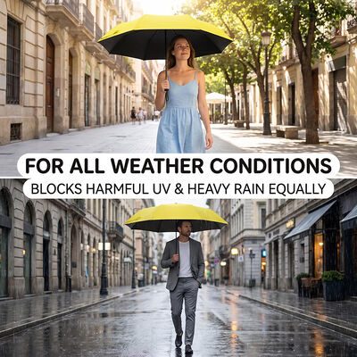 Compact UV40+ Travel Umbrella with 42-inch Arc and 8-Rib Lightweight Construction