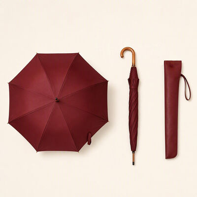 Regal Lady 46-inch Double-Layer Umbrella with Solid Wood Shaft and UV-Resistant Fabric