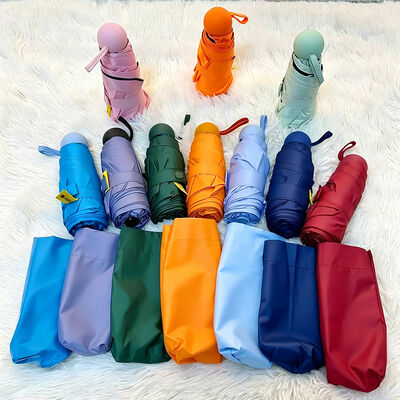 In-Stock Clearance 5-Fold Compact Umbrella with UV Protection and 19" Size in Fiberglass+Steel Frame
