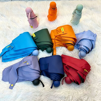 In-Stock Clearance 5-Fold Compact Umbrella with UV Protection and 19" Size in Fiberglass+Steel Frame
