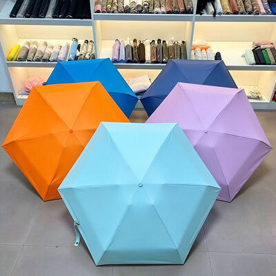 In-Stock Clearance 5-Fold Compact Umbrella with UV Protection and 19" Size in Fiberglass+Steel Frame