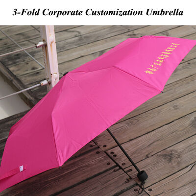 Rose Red Folding Umbrella with 97 cm Canopy Diameter and 250 g Lightweight for Corporate Promotional Gift