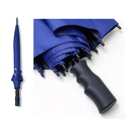 Custom Navy Blue Straight Umbrella with UV Protection UPF 50+, Fiberglass Ribs, and Logo Printing for Employee Benefits