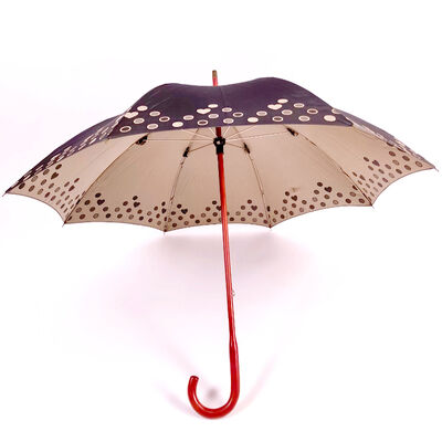 Custom-Made Stick Umbrella with One-Piece Curved-Hook Handle and Shaft for the German Market Maple Wood Umbrella