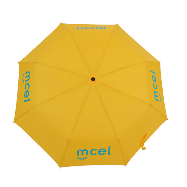 Promotional Yellow 3 Fold Manual Umbrella For Market Vendors And SMEs