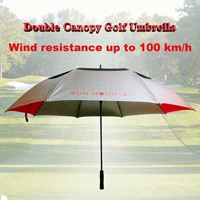 68 Inch Double Canopy Golf Umbrella with 100km/h Windproof and UV30+ Sun Protection