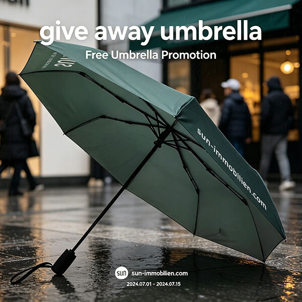 Custom Give Away Umbrella with Automatic Open & Close, 45-inch Large Canopy and Compact Portable Design for Promotional Gifts