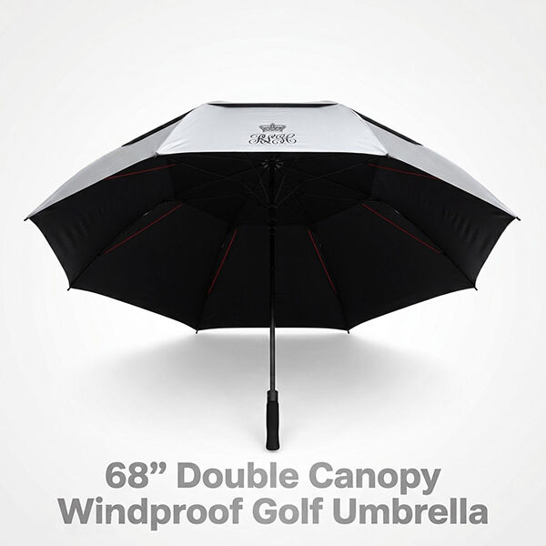 68-Inch Double Canopy Windproof Golf Umbrella with UV50+ Titanium Silver Fabric and 100 km/h Wind Resistance