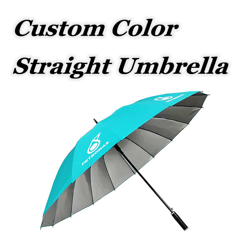 16 Ribs Custom Color Golf Umbrella with Leather Handle for Promotional Use