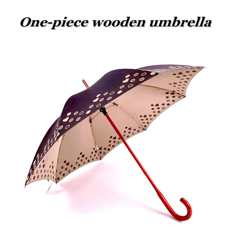 Custom-Made Stick Umbrella with One-Piece Curved-Hook Handle and Shaft for the German Market Maple Wood Umbrella